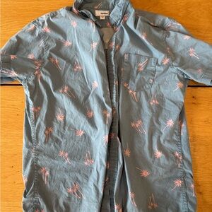 Sonoma Blue Shirt with Pink Palm Design